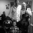 Taylor Roberts and sons with Bob Benedetto and Taylor's Bravo 7 String S1973 - Savannah GA 2-23-14