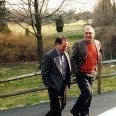 bob-benedetto-and-bucky-pizzarelli-walking-at-bucky-saddle-river-nj-home-1995