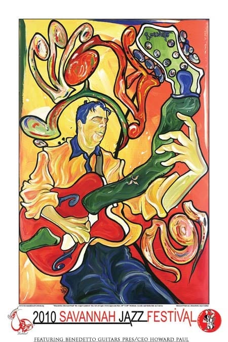 2010 Savannah Jazz Festival poster featuring Howard Paul - Ligel Lambert Artwork