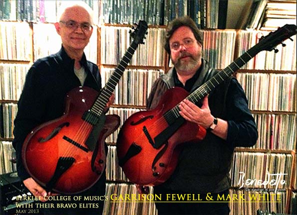 Berklee's Garrison Fewell & Mark White with their Benedetto Bravo Elite jazz guitars - May 2013
