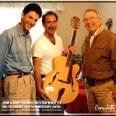John and Bucky Pizzarelli with Bob Benedetto and 25th Anniversary Benedetto Guitar May 1993 E. Stroudsburg Pennsylvania