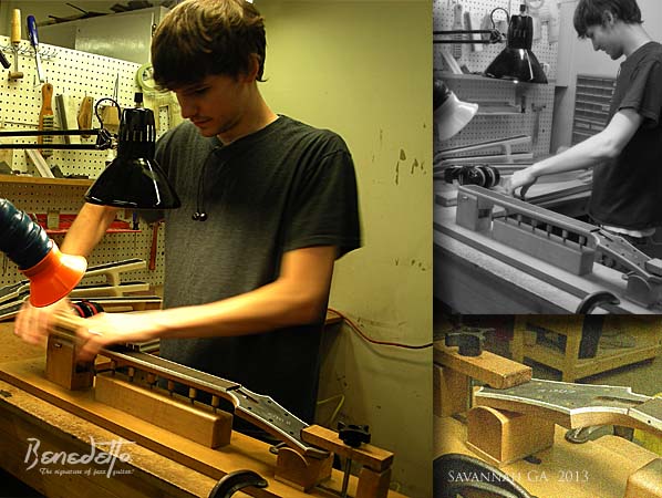 Luthier Ben Crittenden making Necks at Benedetto Guitars Savannah Georgia 2013