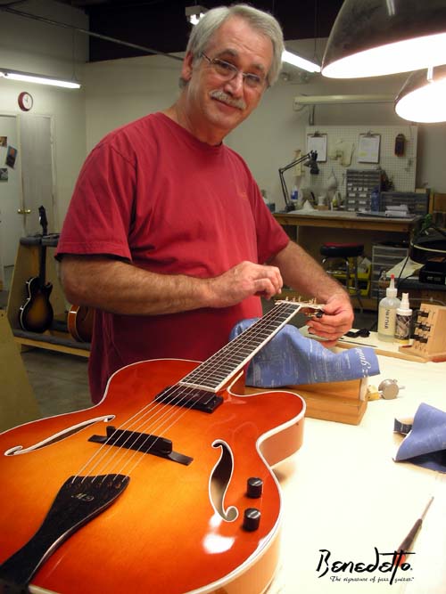 Luthier Rick Cervone sets up Bravo Dlx S2133 Benedetto Guitars Savannah GA 7-31-13