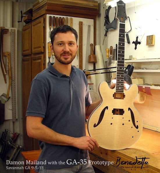 Damon Mailand with the Benedetto GA-35 Prototype Benedetto Guitars Savannah GA 9-5-13 news
