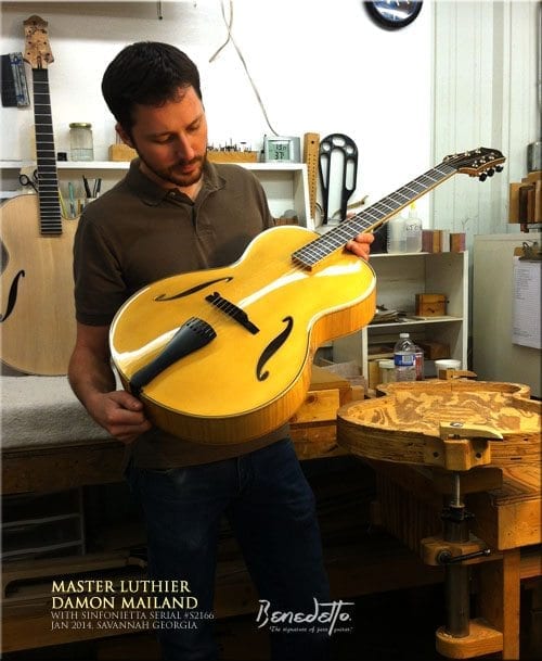 Master Luthier Damon Mailand with Benedetto Sinfonietta S2166 Jan 2014 Savannah GA news