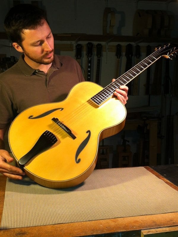 Master Luthier Damon Mailand and Benedetto Sinfonietta S2166 Jan 2014 Savannah GA news1 5-27-14