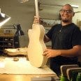 Luthier Steve Holzknecht works on Benedetto Bravo 9-9-14 Savannah GA