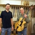 Bob Benedetto holds his new Cremona model that Master Luthier Damon Mailand just finished for him 12-10-14 Savannah GA