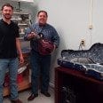 Damon Mailand and Howard Paul with the lefty plumburst Andy Elite.